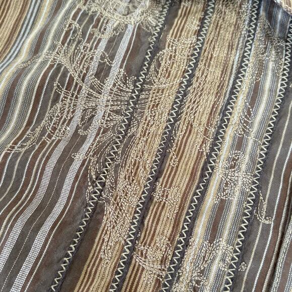 AT Collins Preppy Embroidered Button Down Shirt Hippie Striped Edgy Western XL - Picture 2 of 10